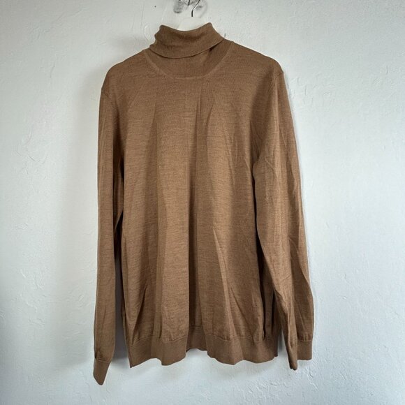 Boss Hugo Boss Mens Camel Italian Yarn Wool Turtleneck Sweater XXL Pullover - Picture 1 of 9